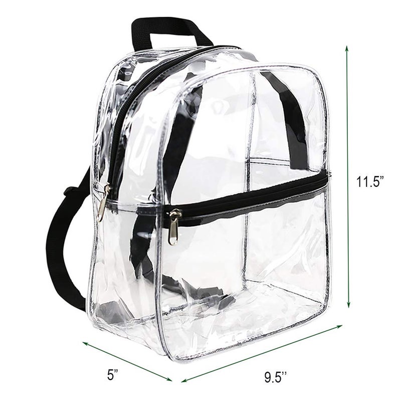 Clearworld Stadium Approved Clear Mini Backpack, Heavy Duty Cold-Resistant Transparent PVC Backpack with Work, Security Travel & Stadium(Black) - Image 3